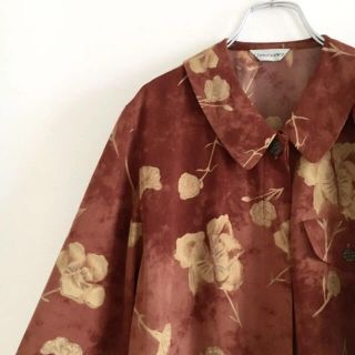 サンタモニカ(Santa Monica)の【vintage】柄シャツ 花柄 タイダイ柄 古着 ビッグシルエット 日本製(シャツ/ブラウス(長袖/七分))