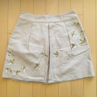 アンソロポロジー(Anthropologie)の小鳥柄スカート くすみピンク / Anthropologie アンソロポロジー(ひざ丈スカート)