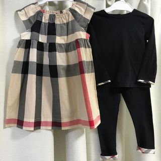 バーバリー(BURBERRY)のBurberry ワンピース　長袖シャツ　レギンス　2Y(ワンピース)