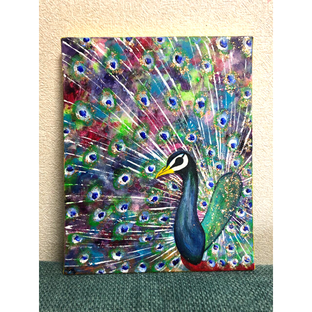 アクリル画　孔雀　peacock