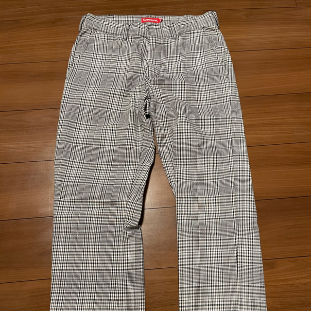 18ss supreme work pant black plaid 30