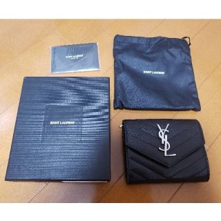 サンローラン(Saint Laurent)のまる様専用★新品未使用 サンローラン 三つ折り 財布 ブラック シルバー金具(財布)