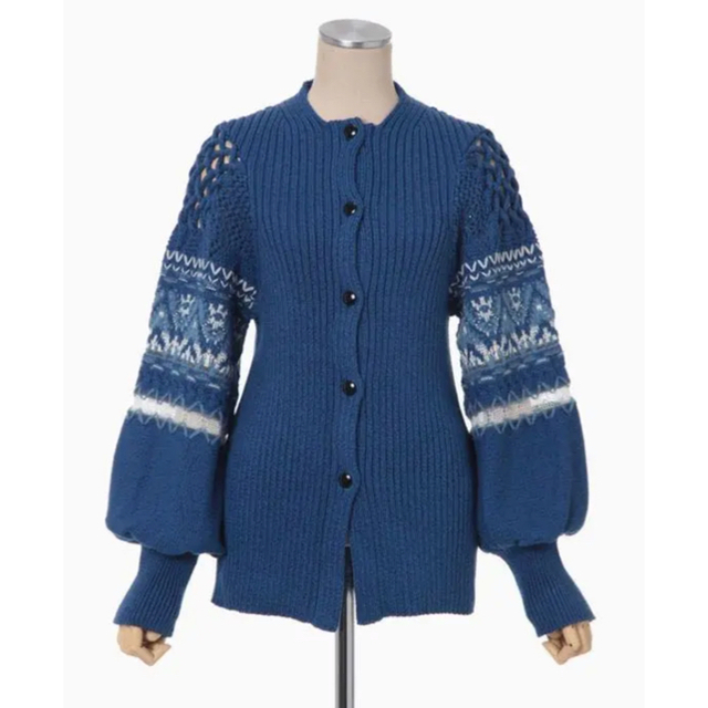 【21ss】Cotton Nordic Knit Cardigan - blueのサムネイル