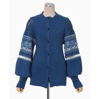 マメ(mame)の【21ss】Cotton Nordic Knit Cardigan - blue(カーディガン)