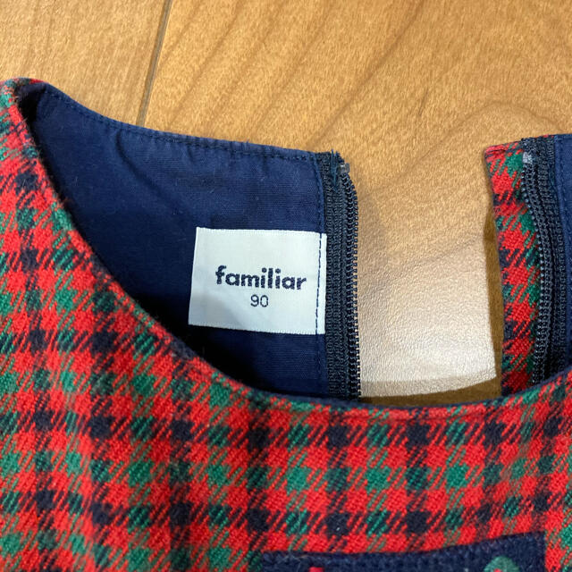 familiar(ファミリア)のfamiliar赤色　チェックワンピース キッズ/ベビー/マタニティのキッズ服女の子用(90cm~)(ワンピース)の商品写真