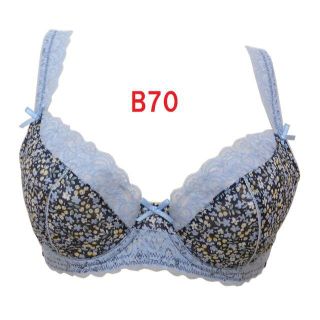 Ｂ70（２着セット）◆小花柄プリント ブラジャー　+　ワイドスタイリッシュブラ(ブラ)