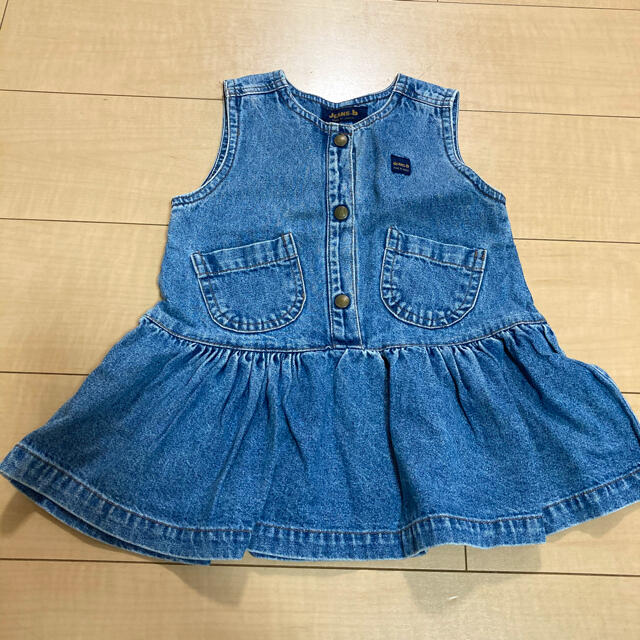 デニムワンピース ジャンパースカート 95 キッズ/ベビー/マタニティのキッズ服女の子用(90cm~)(ワンピース)の商品写真