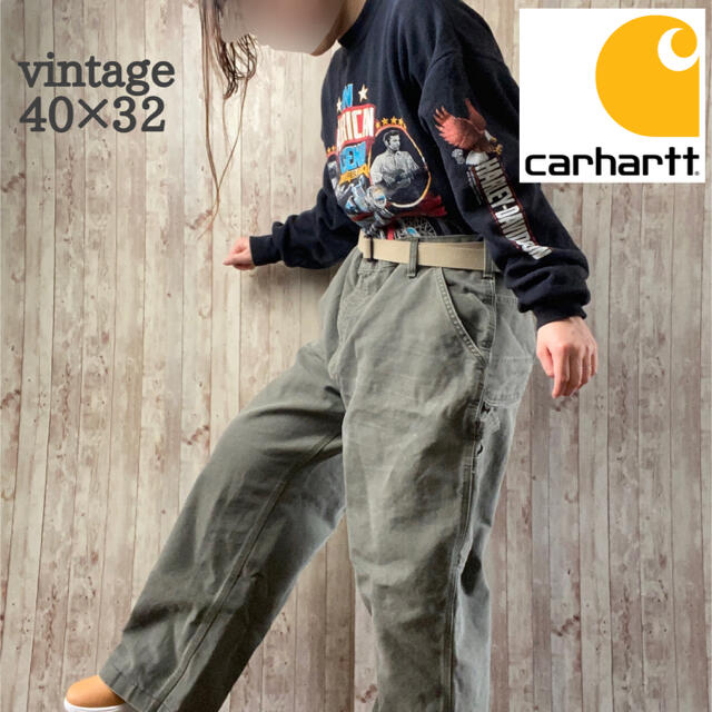 carhatt  vintage ワークパンツ　ペインターパンツ　モスグリーン