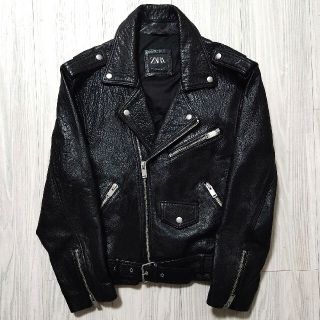 ZARA ザラ リアルレザーオーバーサイズライダースジャケット M