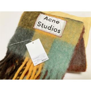 新品タグ付き acnestudios モヘアブロックチェックマフラー ブラウン