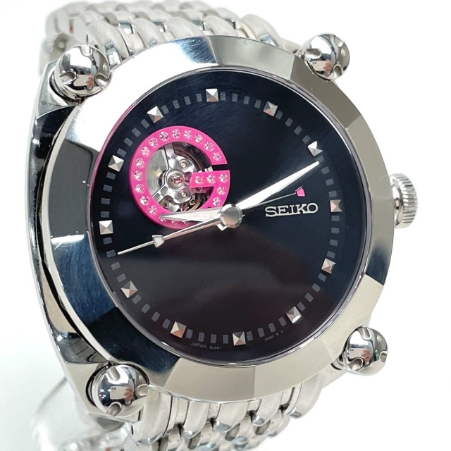 セイコー SEIKO ガランテ メカニカル SBLL009 (8L38-00E0) GALA SIGN シースルー 腕時計 SS シルバー 美品