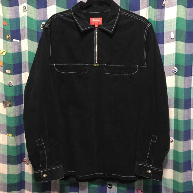 supreme Corduroy Half Zip Shirt ブラック L