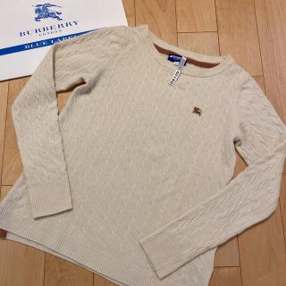 バーバリーブルーレーベル(BURBERRY BLUE LABEL)のクリーニング済み バーバリー ブルーレーベル カシミヤ混 ケーブル ニット(ニット/セーター)