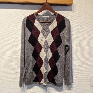 ユナイテッドアローズグリーンレーベルリラクシング(UNITED ARROWS green label relaxing)の（グリーンレーベル）アーガイル柄　Vネックセーター サイズL(ニット/セーター)