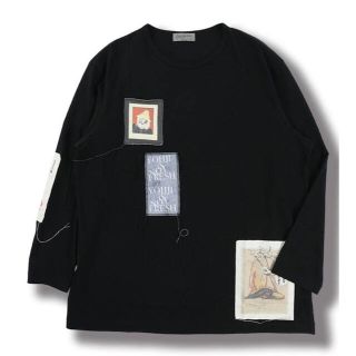 ヨウジヤマモト(Yohji Yamamoto)の【yohji yamamoto】ワッペン付き丸長B(BLACK)(Tシャツ/カットソー(七分/長袖))