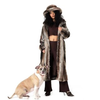 シルバーピーチ YELLO BEAR HUG FUR COAT BROWN フェイクファーコート