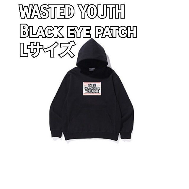 WASTED YOUTH × Black eye patch フーディ L