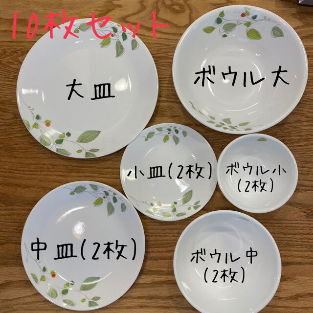 CORELLE(コレール)のコレール　グリーンプリーズ食器10枚セット インテリア/住まい/日用品のキッチン/食器(食器)の商品写真