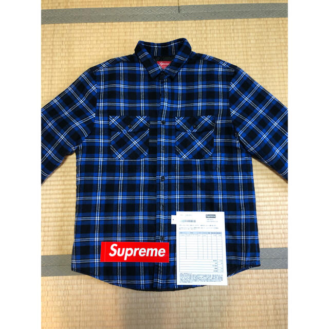 M supreme arc logo quilted flannel shirt