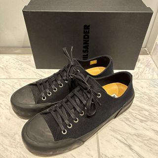 ジルサンダー(Jil Sander)のJIL SANDER ブラック キャンバス ローカット スニーカー 41(スニーカー)