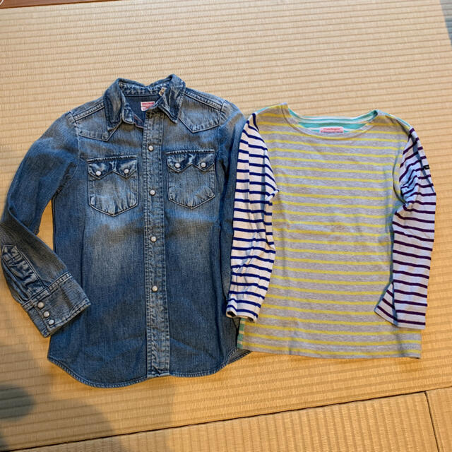 DENIM DUNGAREE(デニムダンガリー)のDD クレイジーボーダートップスのみ130 キッズ/ベビー/マタニティのキッズ服男の子用(90cm~)(Tシャツ/カットソー)の商品写真