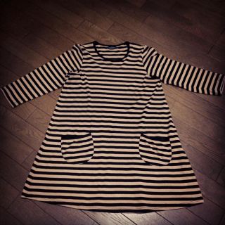 マリメッコ(marimekko)のmarimekko ベージュ×黒ワンピ(ミニワンピース)