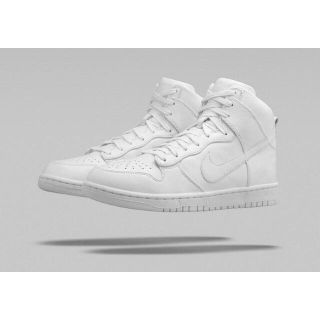 ナイキ(NIKE)の美品 nike dunk 本革 白 レザー NIKELAB 限定(スニーカー)