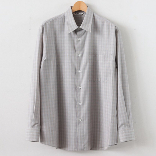 シャツSUPER LIGHT WOOL CHECK SHIRTS GRAY CHECK