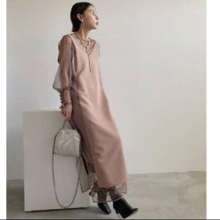 アメリヴィンテージ(Ameri VINTAGE)のameri vintage TULLE DOCKING DRESS(ロングドレス)