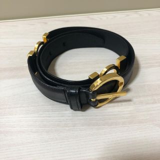 フェラガモ(Ferragamo)のフェラガモ　ベルト　ゴールド金具　バングル75黒　ロゴ　マーク　正規品レディース(ベルト)