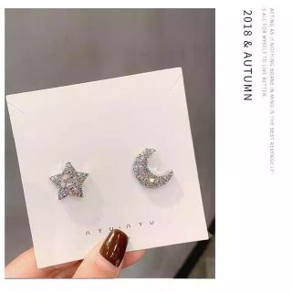 海外インポート 小ぶり スター ムーン オーロラ色 ピアス (ピアス)