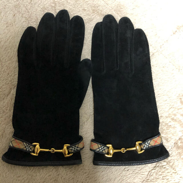 BURBERRY(バーバリー)の【BURBERRY】スエード手袋　黒 レディースのファッション小物(手袋)の商品写真