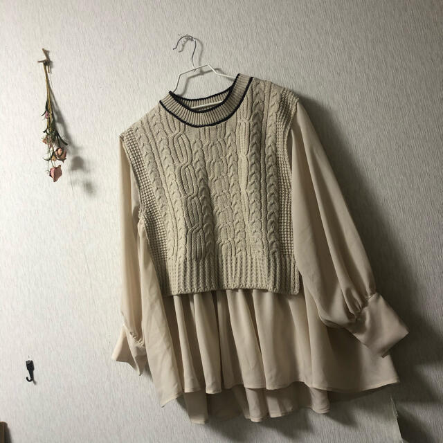 idem Cable Knit Docking Blouse タグ付き レディースのトップス(ニット/セーター)の商品写真