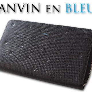 ランバンオンブルー(LANVIN en Bleu)の新品専用箱付■ランバンオンブルー■牛革水玉二つ折り財布 黒(折り財布)