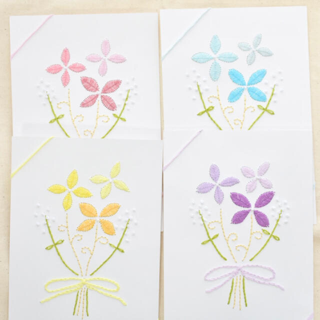 花刺繍(ピンク) for you カード ❁ ポストカード ハンドメイドの文具/ステーショナリー(カード/レター/ラッピング)の商品写真