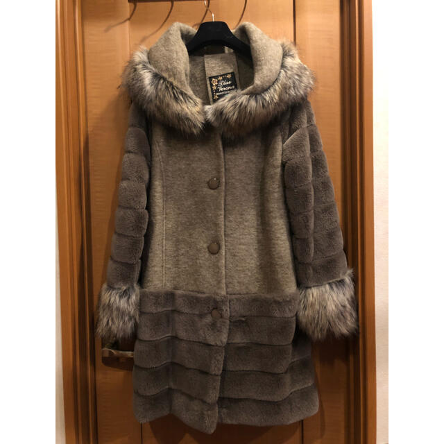 フェイクファー】イタリア製 Blue Verona ファーコート グレーの通販