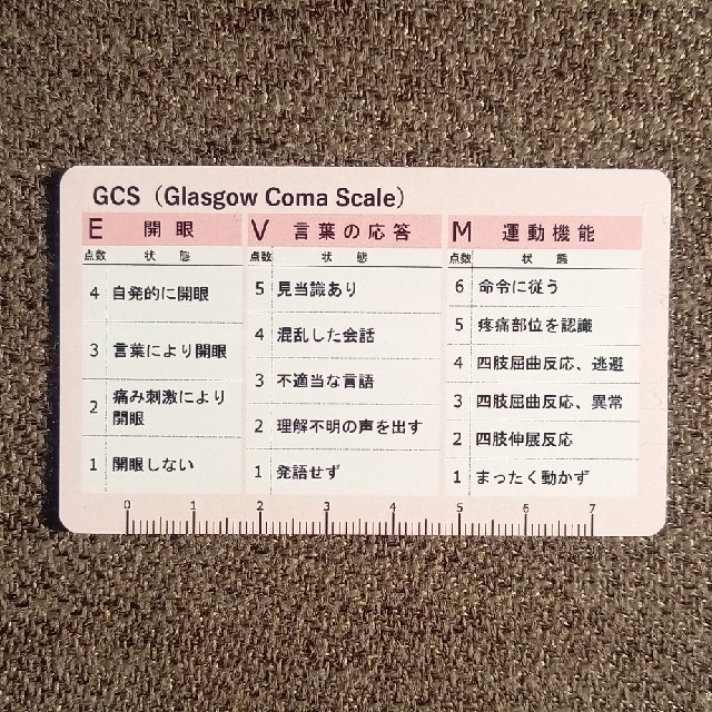 ナース　意識レベル表つきスケール　JCS GCS