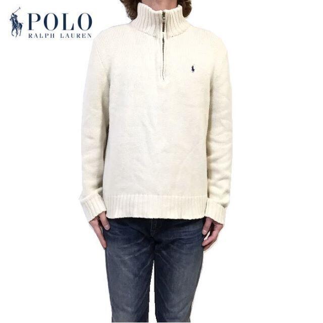 POLO ポロ ラルフローレン ニット ハーフジップ ホワイト XXL - スウェット