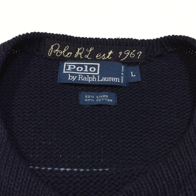 POLO RALPH LAUREN(ポロラルフローレン)の美品　Ｌ　ヴィンテージ　ポロ ラルフローレン　Ｐ コットン リネン セーター メンズのトップス(ニット/セーター)の商品写真