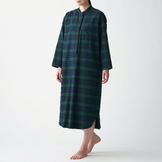 ムジルシリョウヒン(MUJI (無印良品))の＜新品＞  無印良品 インド綿 フランネルクルタ／ダークグリーン×柄／Ｓ～Ｍ (パジャマ)