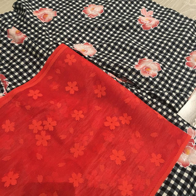 女児浴衣 110cm 帯セット キッズ/ベビー/マタニティのキッズ服女の子用(90cm~)(甚平/浴衣)の商品写真