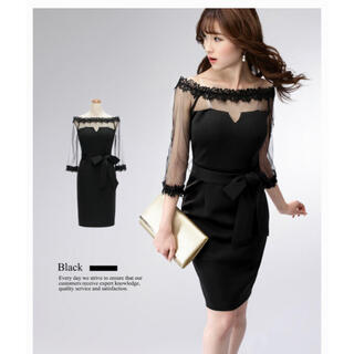 キャバ　ドレス　シースルー　ブラック　黒(ナイトドレス)