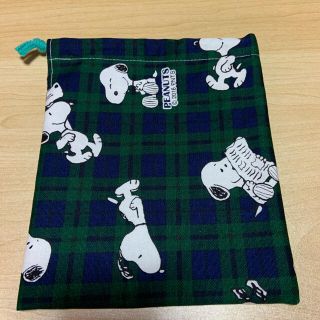 スヌーピー(SNOOPY)の巾着袋(小)スヌーピー チェック(外出用品)