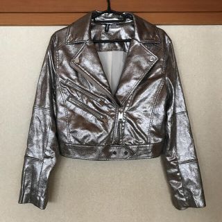 エイチアンドエム(H&M)のライダースジャケット　シルバー(銀色)(ライダースジャケット)