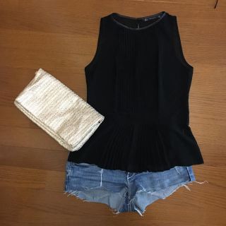 ザラ(ZARA)のzara シフォンプリーツブラウス黒(シャツ/ブラウス(長袖/七分))