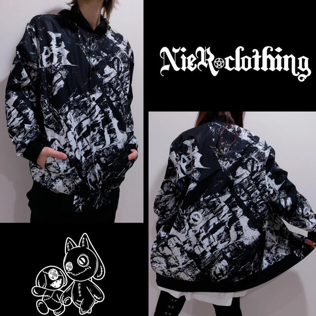 NieR ORIGINAL BLOUSON JACKET モノクロ総柄ブルゾン