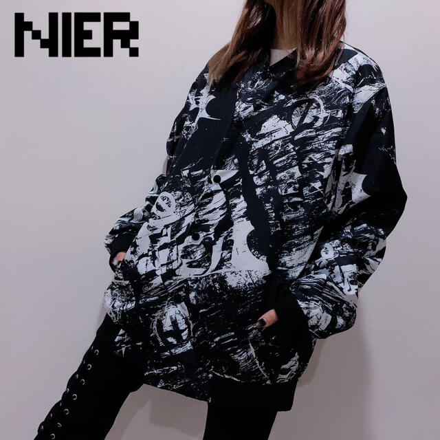 NieR ORIGINAL BLOUSON JACKET モノクロ総柄ブルゾン