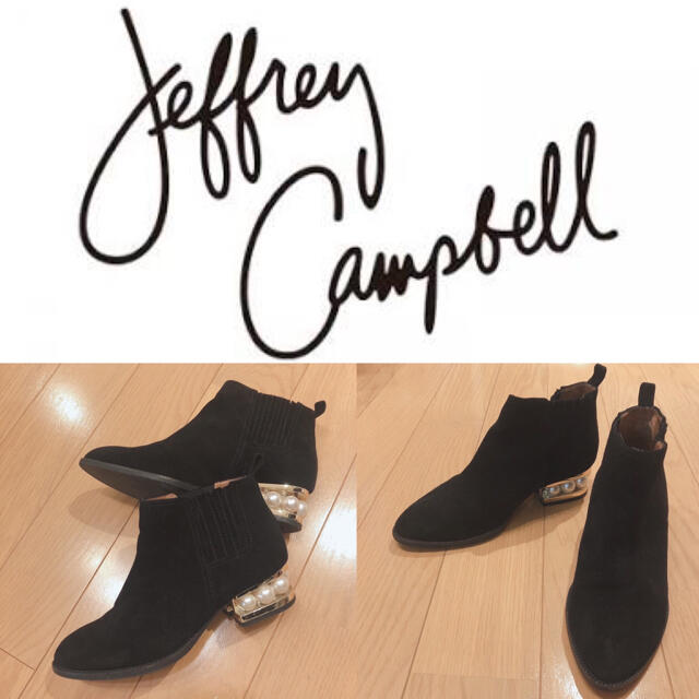 【jeffrey campbell】パールヒール　スウェードショートブーツ