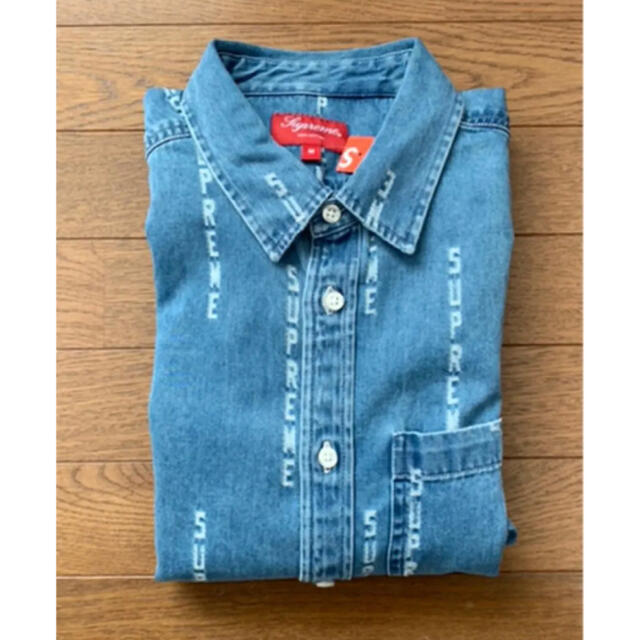 Supreme Logo Stripe Jacquard Denim Shirt