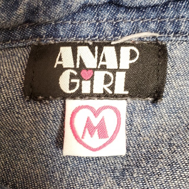 ANAP(アナップ)のANAPGIRL♡デニムワンピース M キッズ/ベビー/マタニティのキッズ服女の子用(90cm~)(ワンピース)の商品写真